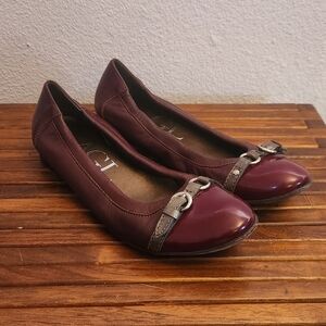 AGL Burgundy Flats with Silver Buckle